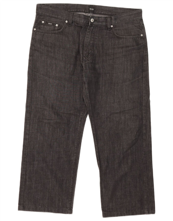 Jeans dritti da uomo Hugo Boss W38 L26 cotone nero