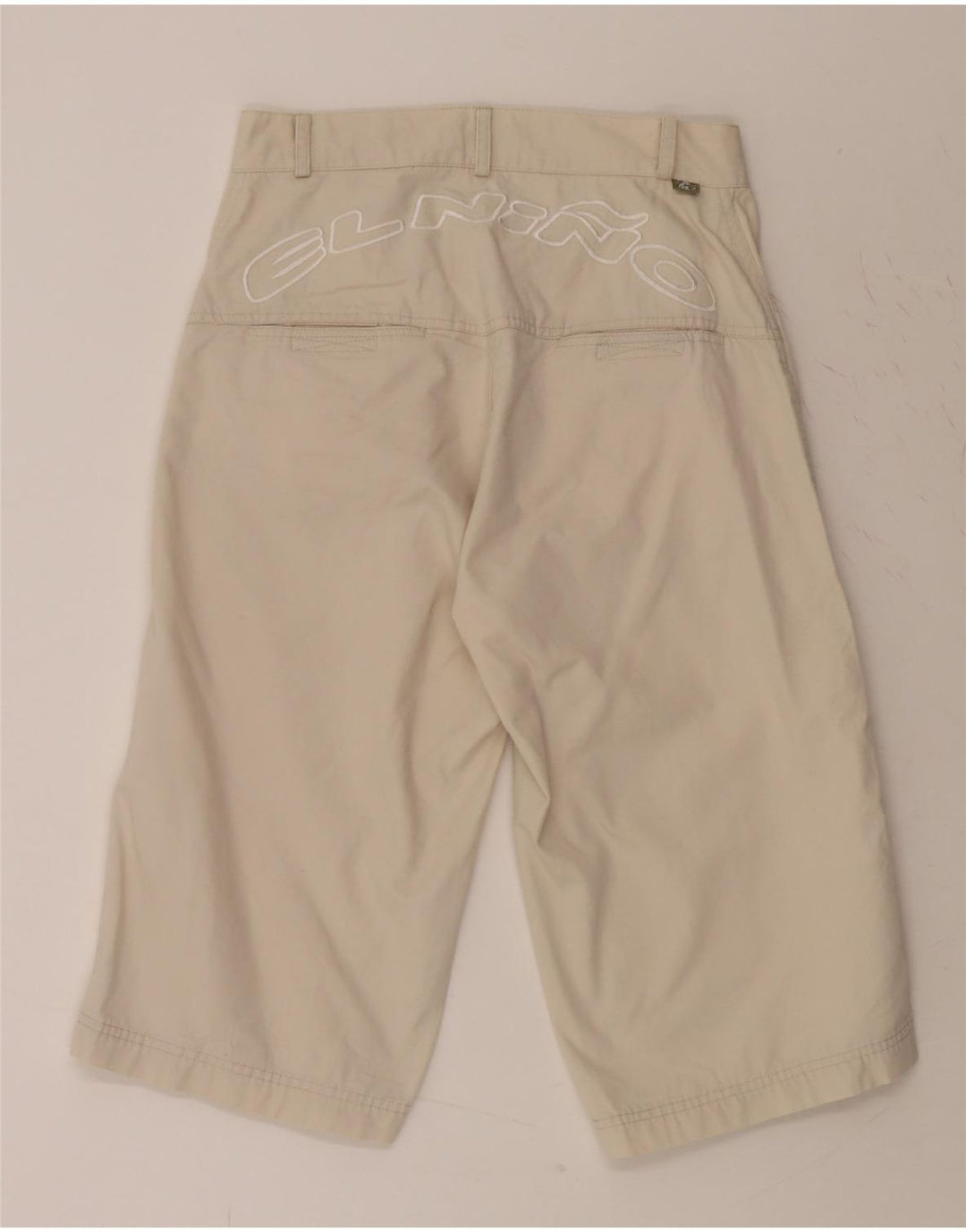 EL NINO Mens Graphic Bermuda Shorts Small W28  Beige Vintage El Nino and Second-Hand El Nino from Messina Hembry 
