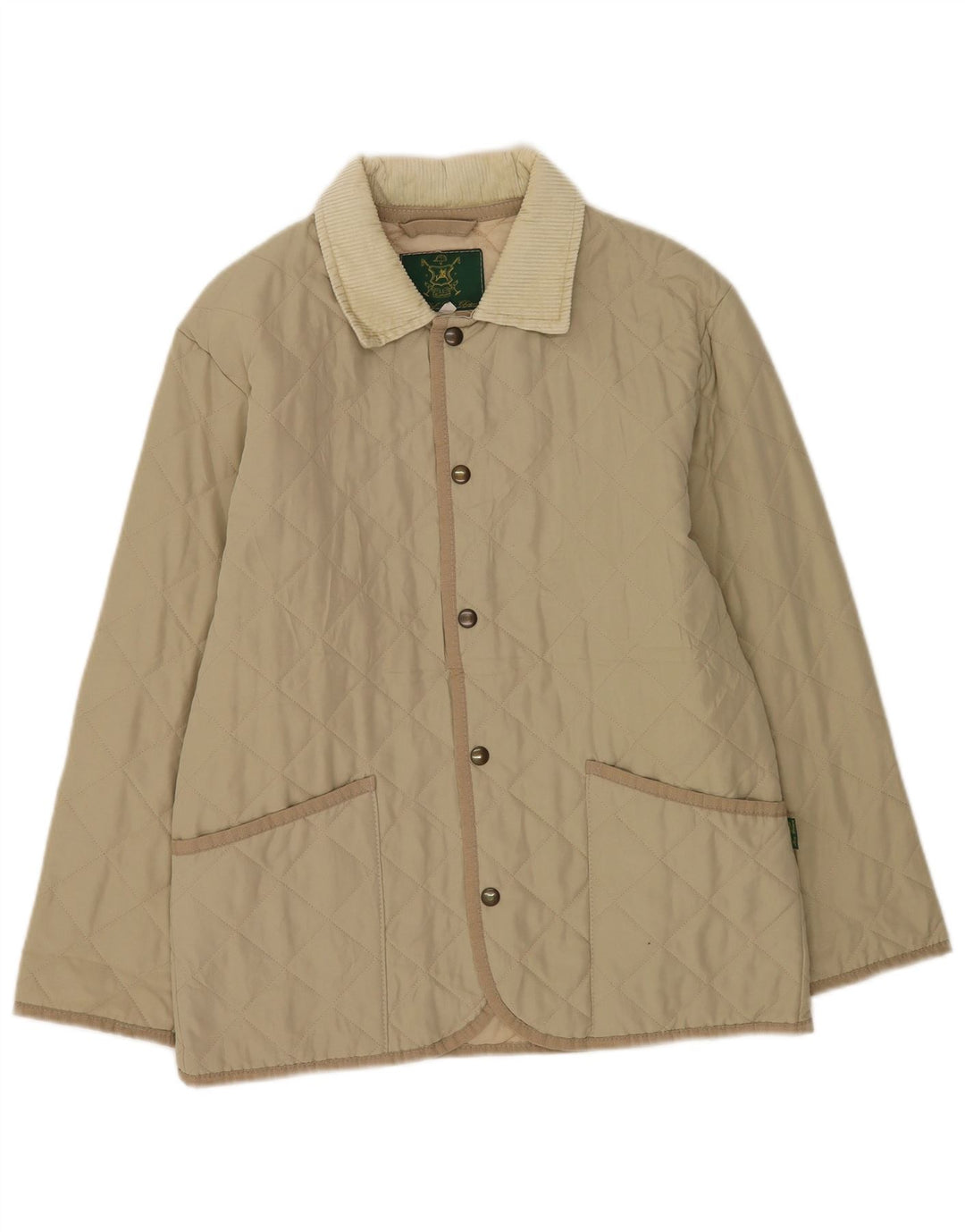 Giacca trapuntata da uomo vintage UK 36 piccolo poliestere verde