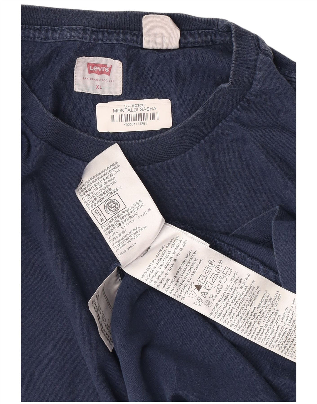 T-shirt grafica da uomo Levi's Top XL in cotone blu navy