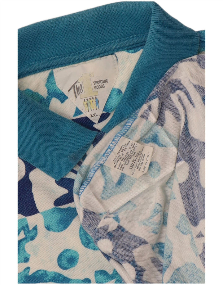 Polo da uomo VINTAGE 2XL in cotone floreale blu