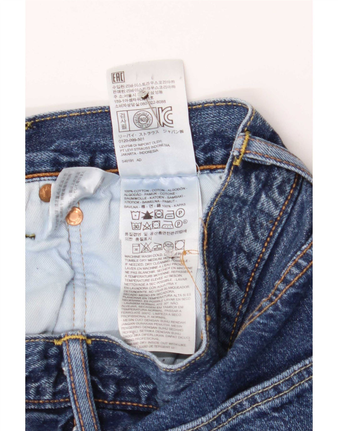 Jeans dritti invecchiati da uomo Levi's W34 L34 cotone blu