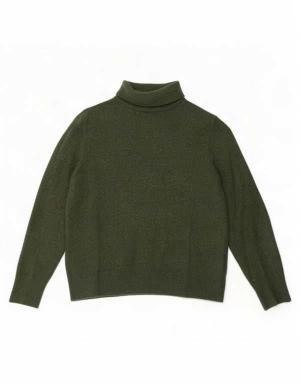 Maglione corto da donna John Lewis con collo alto UK 10 piccolo cashmere verde