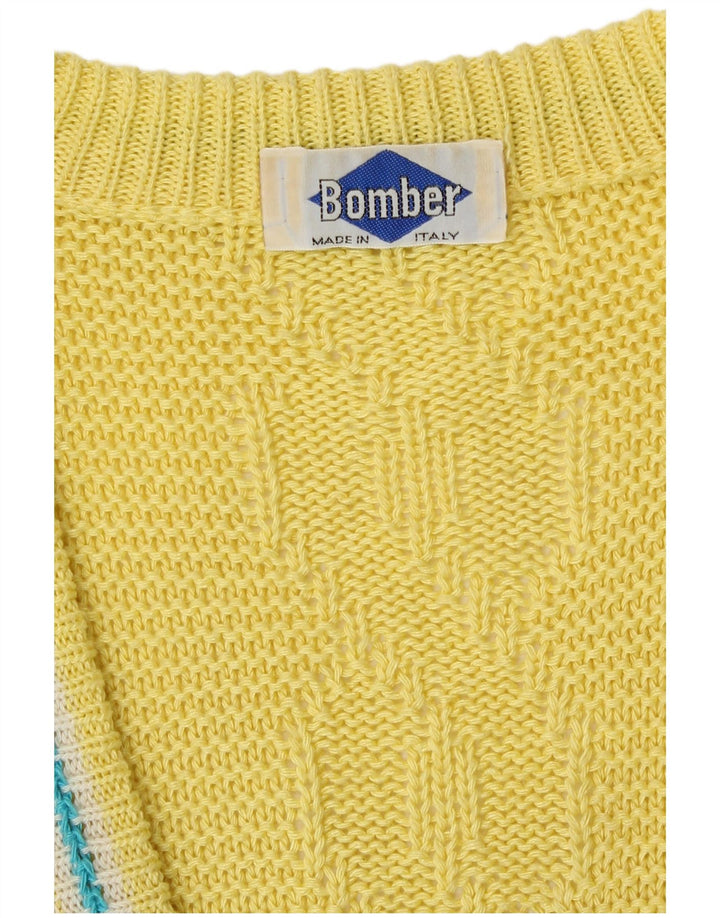 Maglione cardigan da uomo vintage giallo medio
