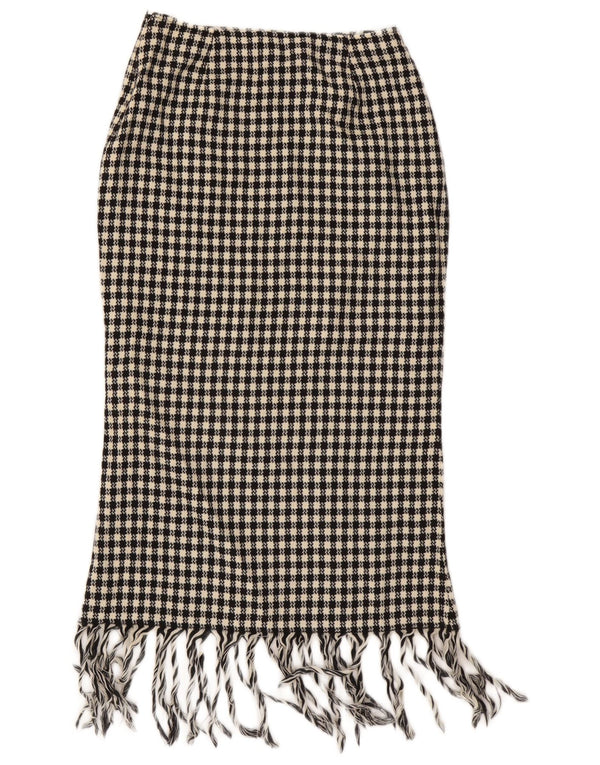 Gonna longuette a vita alta da donna vintage IT 42 media W28 a quadri neri