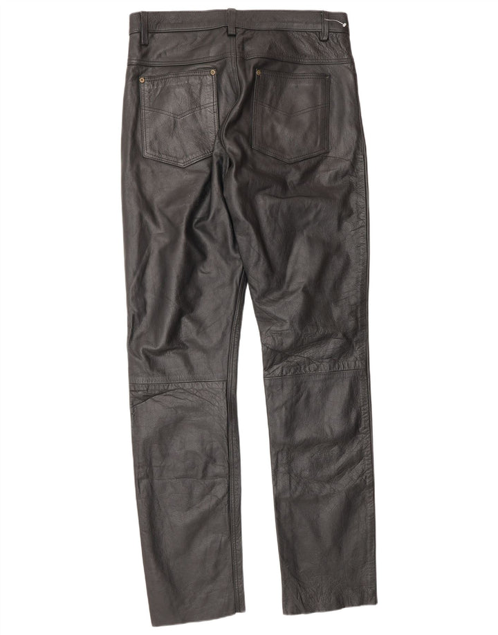 Pantaloni in pelle vintage da uomo W34 L34 neri