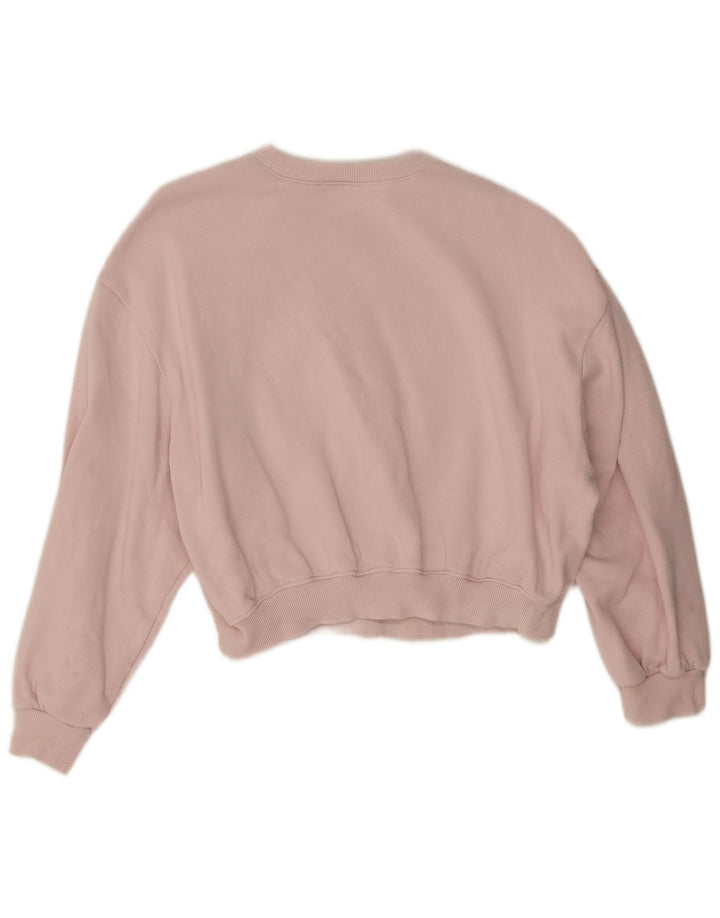 Felpa corta oversize da donna Zara, maglione UK 14, cotone rosa medio