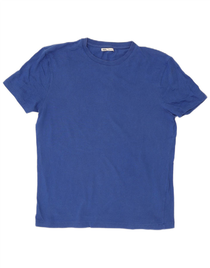 T-shirt uomo Zara Top Large in cotone blu