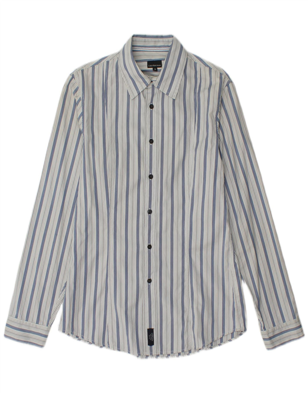 Camicia da uomo Calvin Klein Jeans piccola in cotone a righe blu