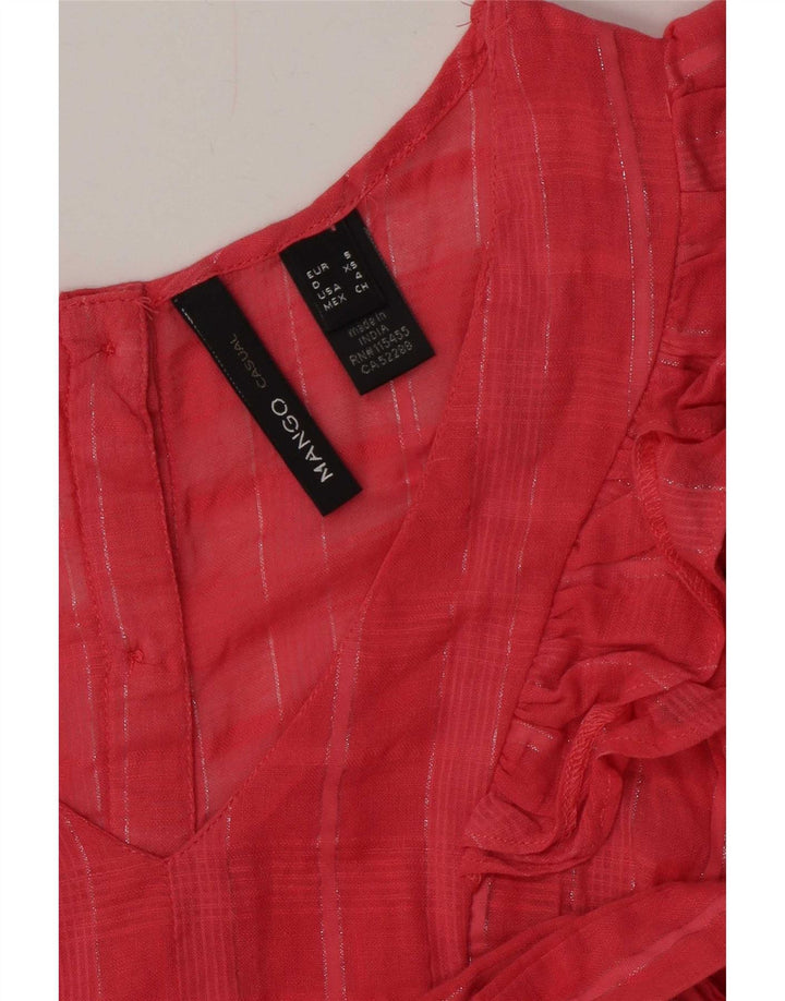 Mango Camicetta senza maniche da donna UK 10 piccolo scozzese rosa