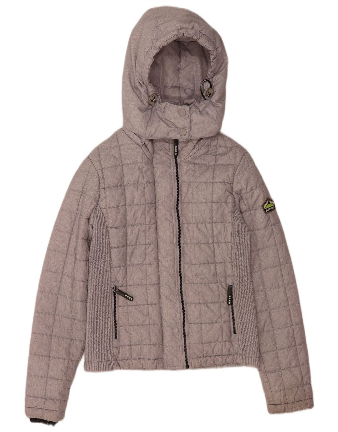 Giacca imbottita con cappuccio da donna Superdry UK 10 Small Poliestere grigio