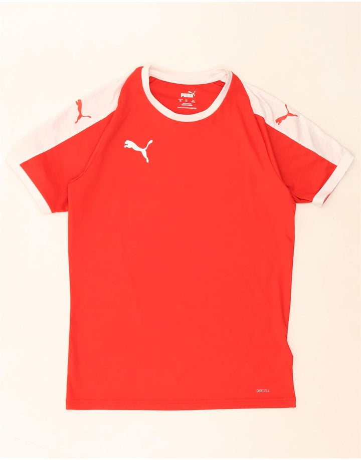 PUMA Mens T-Shirt Top XS Red Colourblock Polyester Vintage Puma and Second-Hand Puma from Messina Hembry 