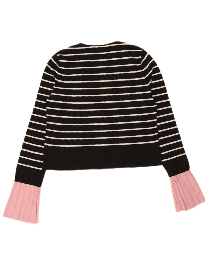 Top corto da donna Zara a maniche lunghe UK 10 piccolo in poliammide a righe nere