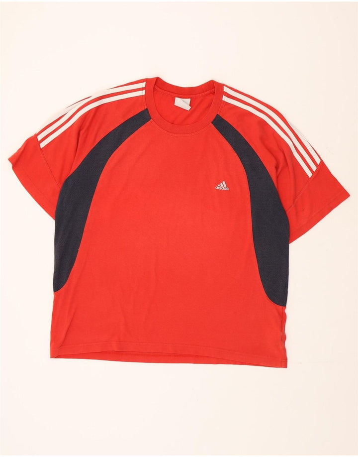 T-shirt Adidas da uomo Top 2XL in cotone color block rosso