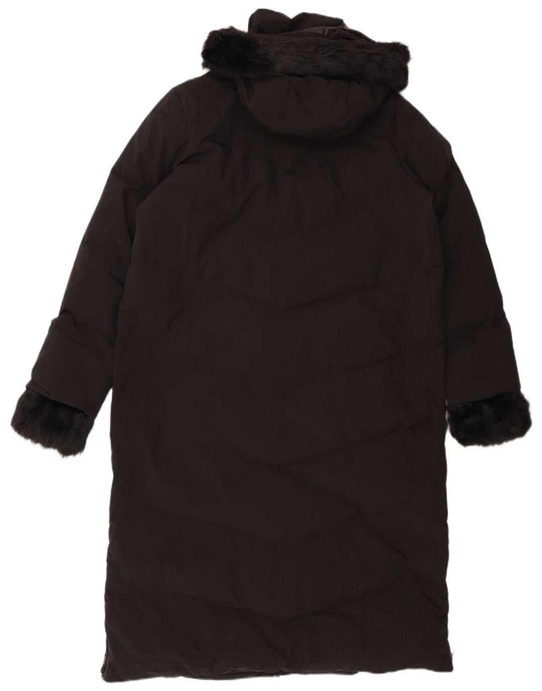 Cappotto imbottito con cappuccio da donna ZARA UK 16 grande poliestere nero