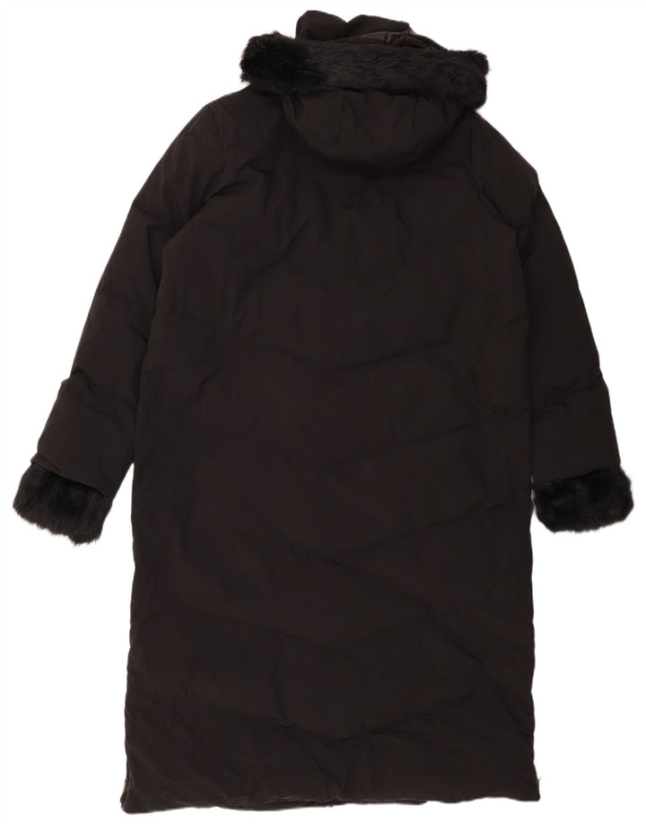 Cappotto imbottito con cappuccio da donna ZARA UK 16 grande poliestere nero