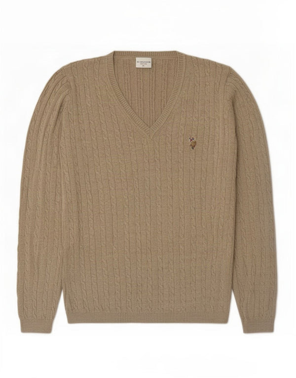 Polo Assn. Maglione da donna con scollo a V UK 18 XL Beige