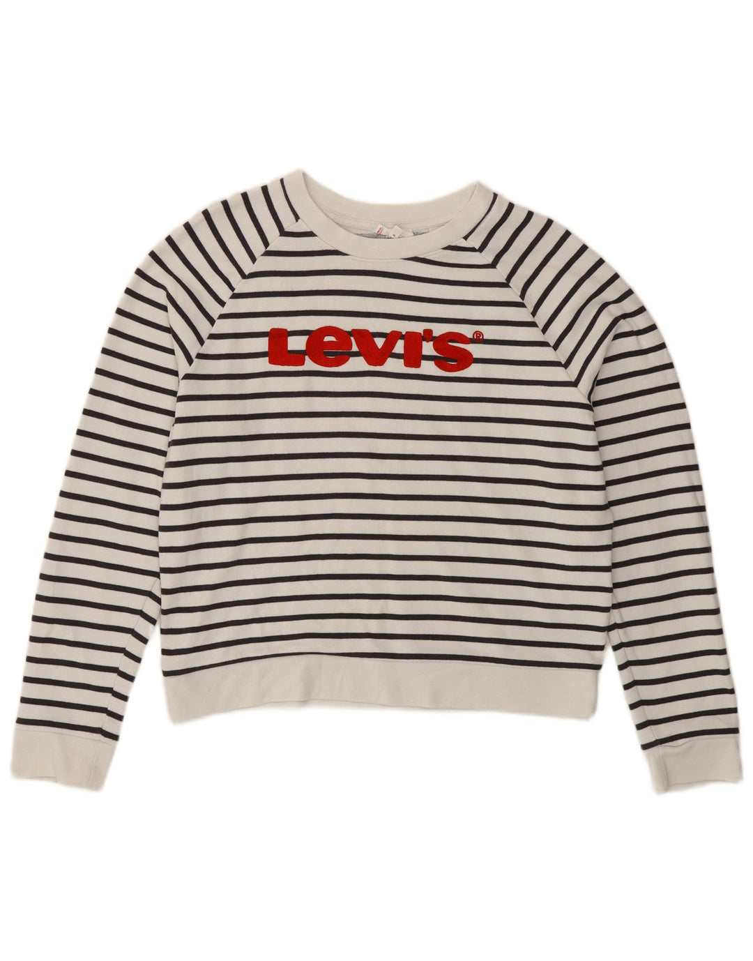 Levi's Felpa con grafica da donna Maglione UK 14 Medium White Striped Nautical