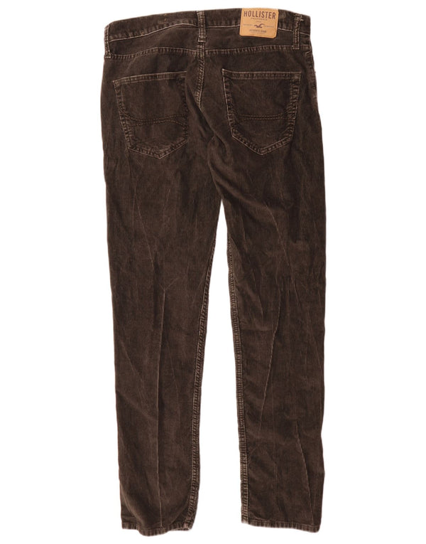 Pantaloni classici da uomo in velluto a coste affusolati Hollister W31 L32 in cotone marrone