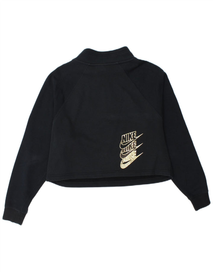 Felpa Nike da donna con grafica con zip e collo, maglione, UK 14, medio, blu navy