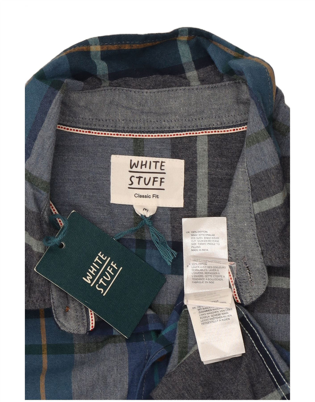 Camicia da uomo Classic Fit di White Stuff in cotone a quadri blu medio