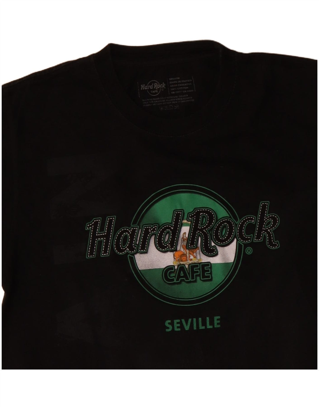 T-shirt grafica da uomo Siviglia Hard Rock Cafe Top in cotone nero medio