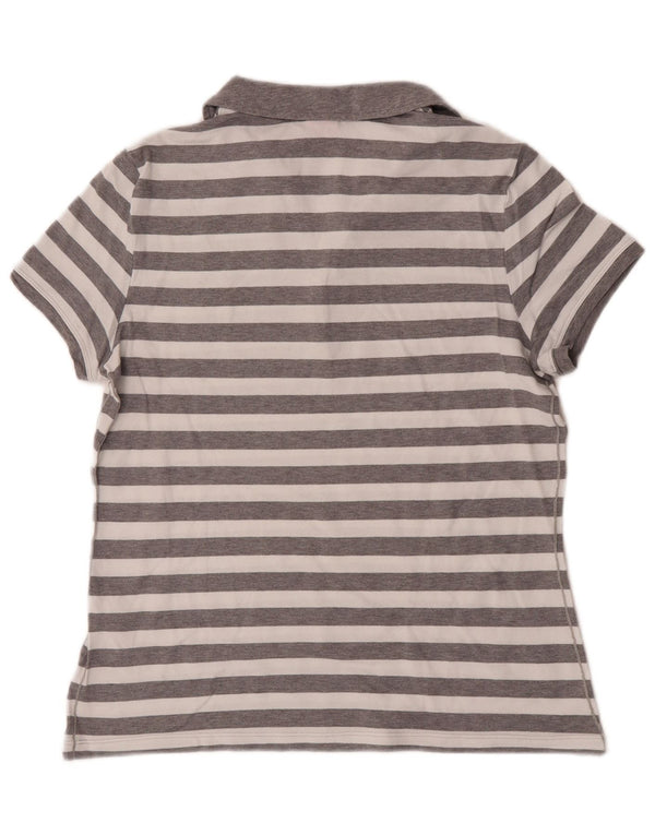 Polo da donna Puma UK 14 cotone a righe grigio medio