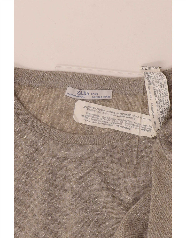 Top Zara da donna oversize in camicetta UK 10 piccolo poliestere chiazzato grigio