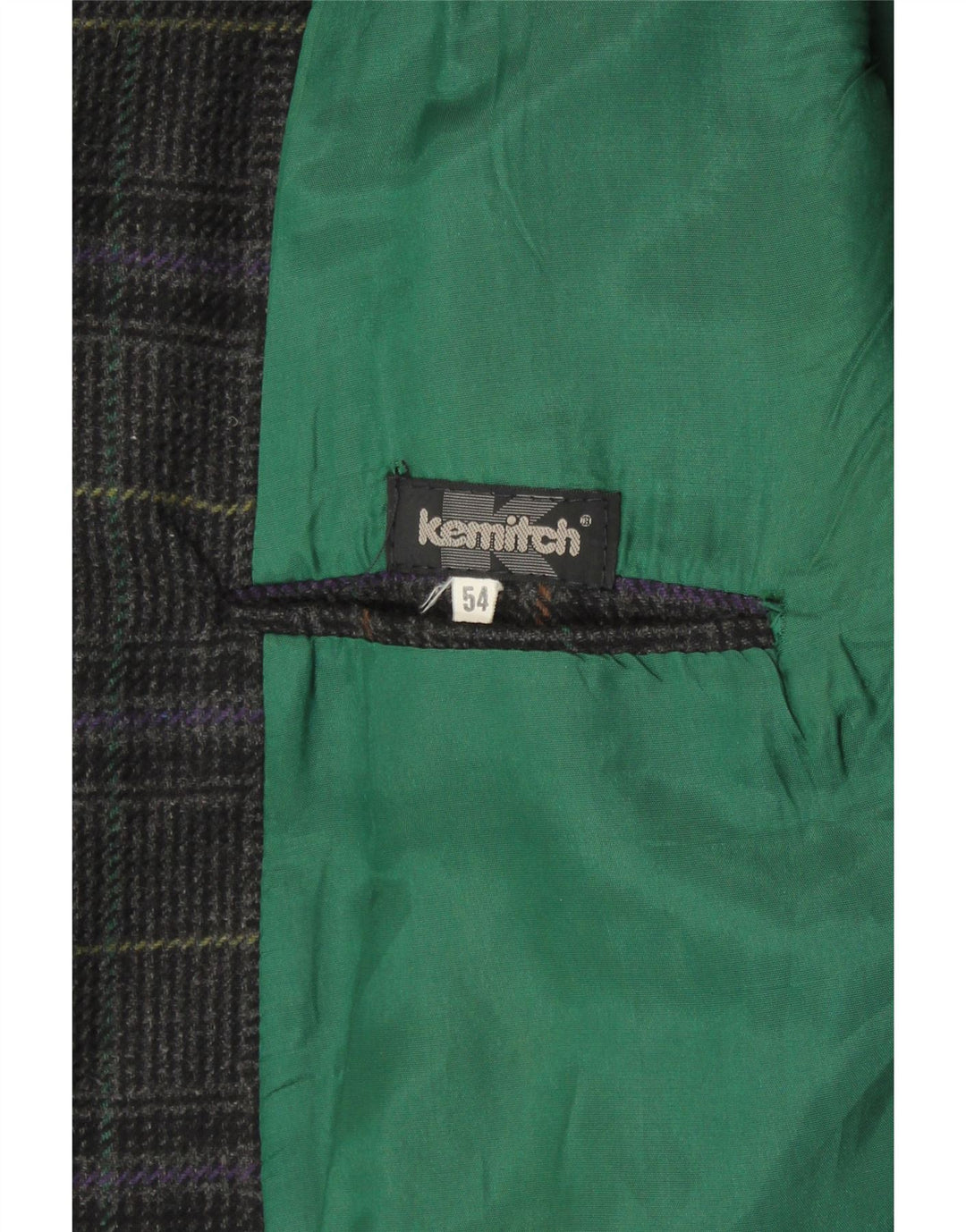 Giacca blazer da uomo a 2 bottoni VINTAGE IT 54 2XL lana a quadri grigia