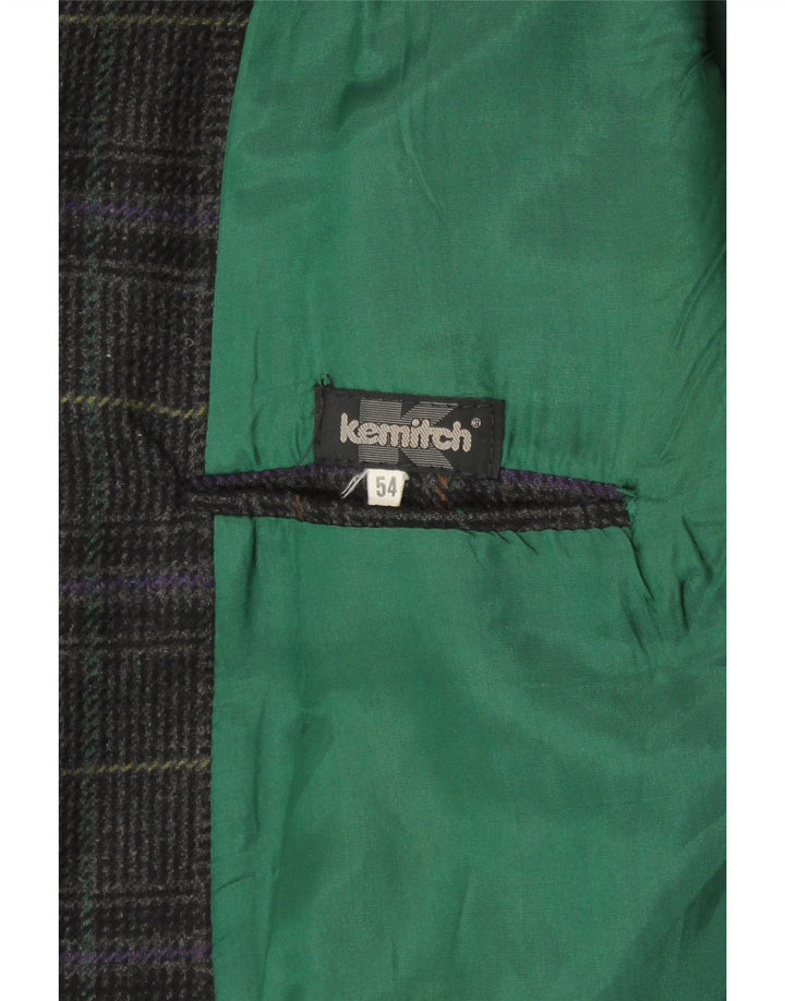 Giacca blazer da uomo a 2 bottoni VINTAGE IT 54 2XL lana a quadri grigia