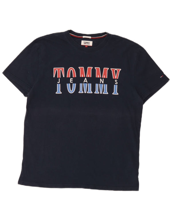 T-shirt grafica da uomo con vestibilità regolare Tommy Hilfiger Top Large Blu Navy