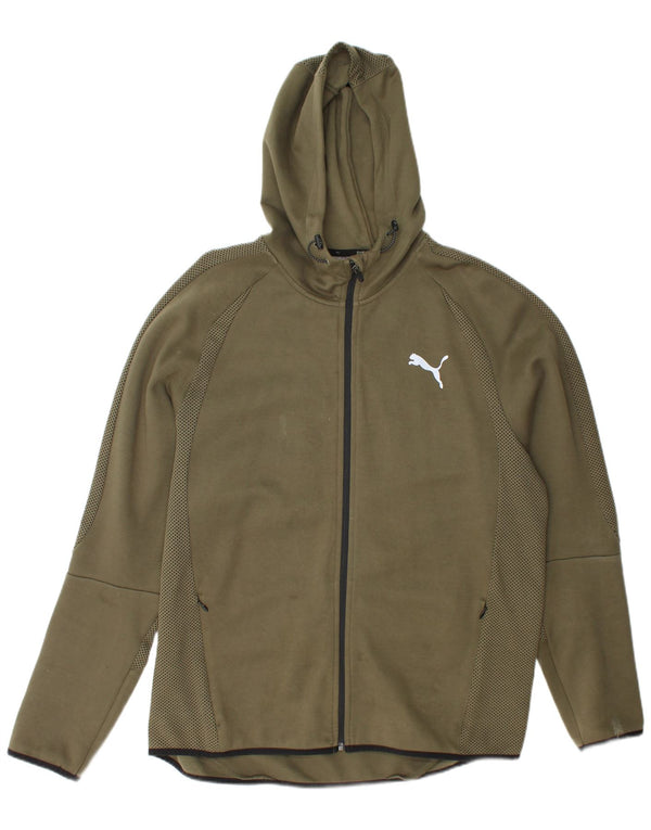 Felpa con cappuccio e zip da uomo Puma 2XL cotone kaki