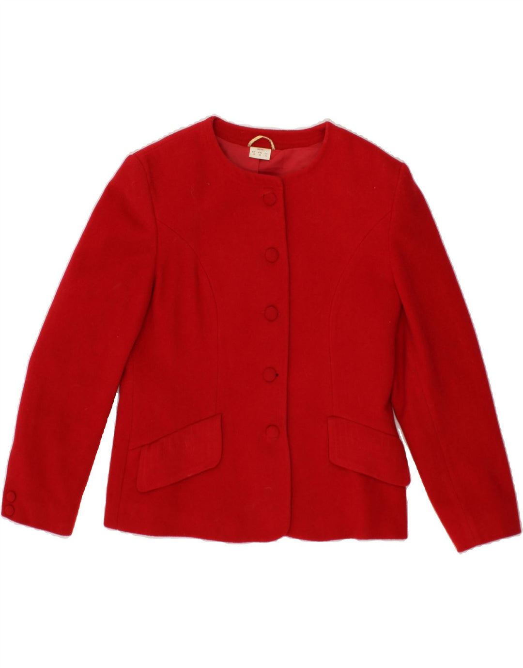 Giacca blazer da donna a 5 bottoni VINTAGE UK 14 grande lana rossa