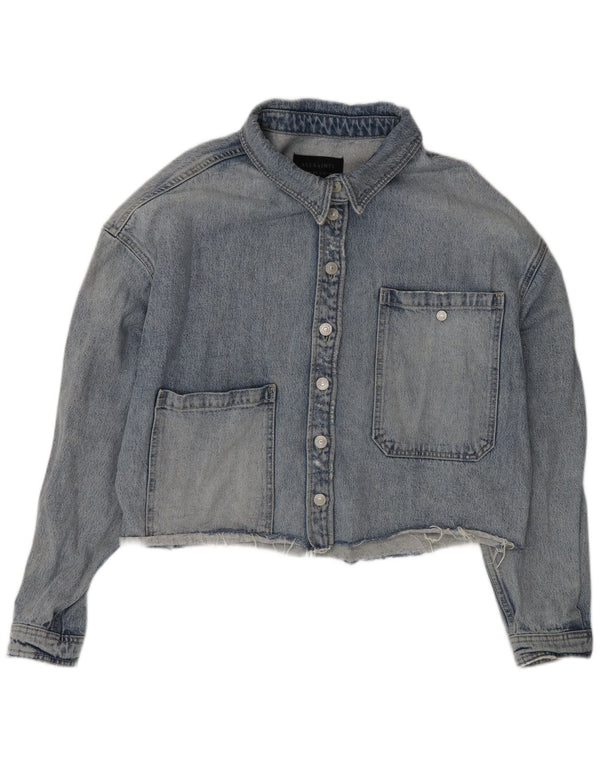 Giacca di jeans oversize da donna All Saints UK 10 piccola in cotone blu