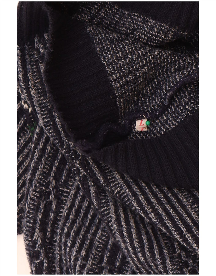 C&A Maglione da uomo con scollo a barca, grande, in poliacrilico Fair Isle blu navy