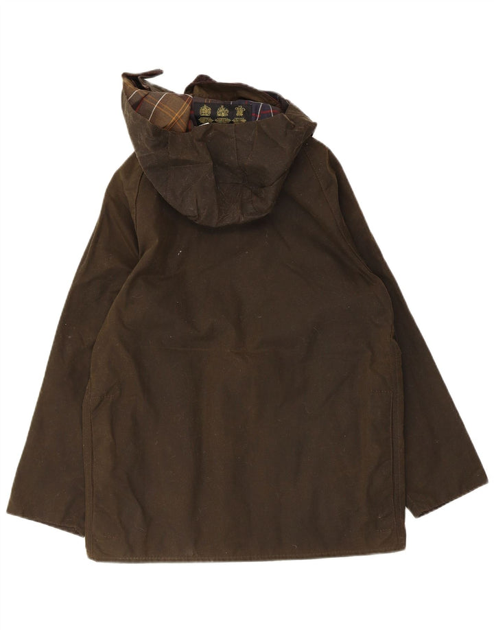 Barbour Ragazzi Giacca in cotone cerato con cappuccio 7-8 anni Large Khaki