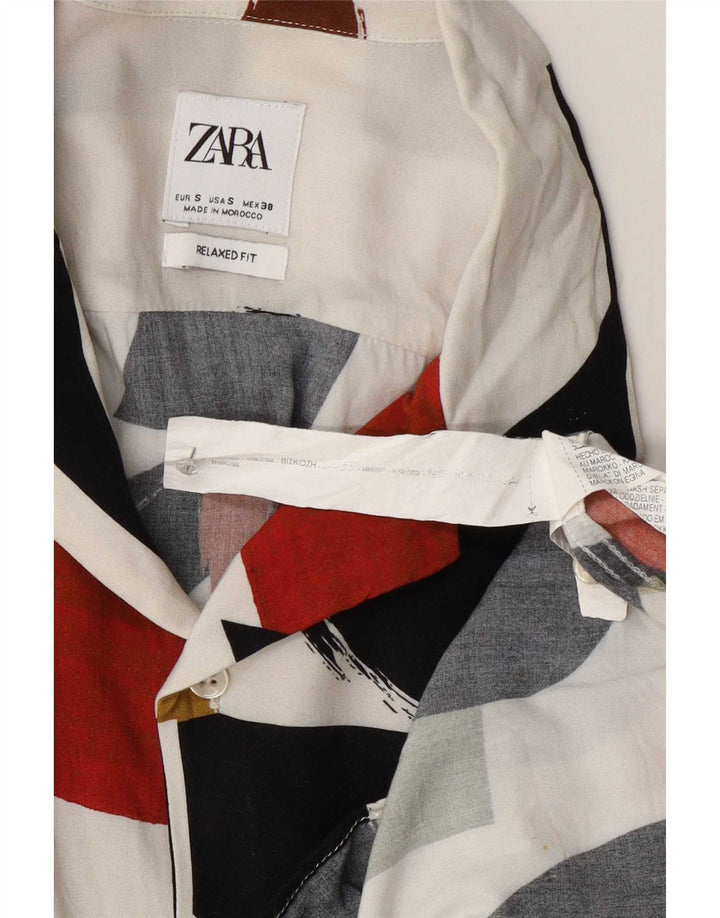 Camicia Zara da uomo a maniche corte vestibilità comoda piccola multicolore geometrica