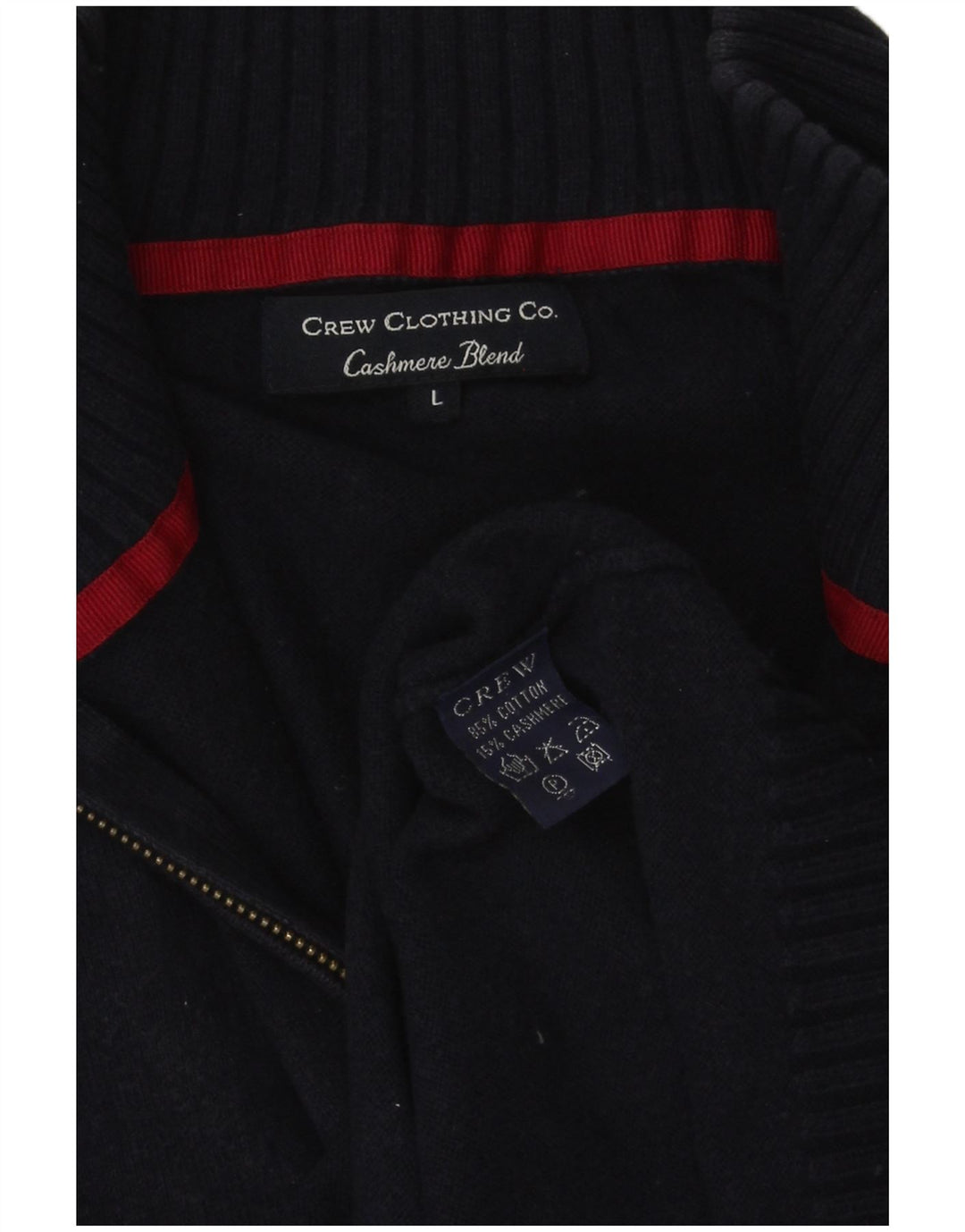 Crew Clothing Maglione da uomo con zip e collo grande in cotone blu navy