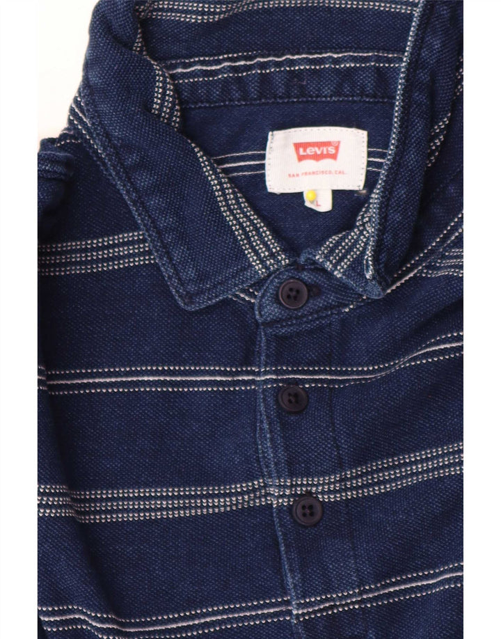 Polo Levi's da uomo grande in cotone a righe blu navy