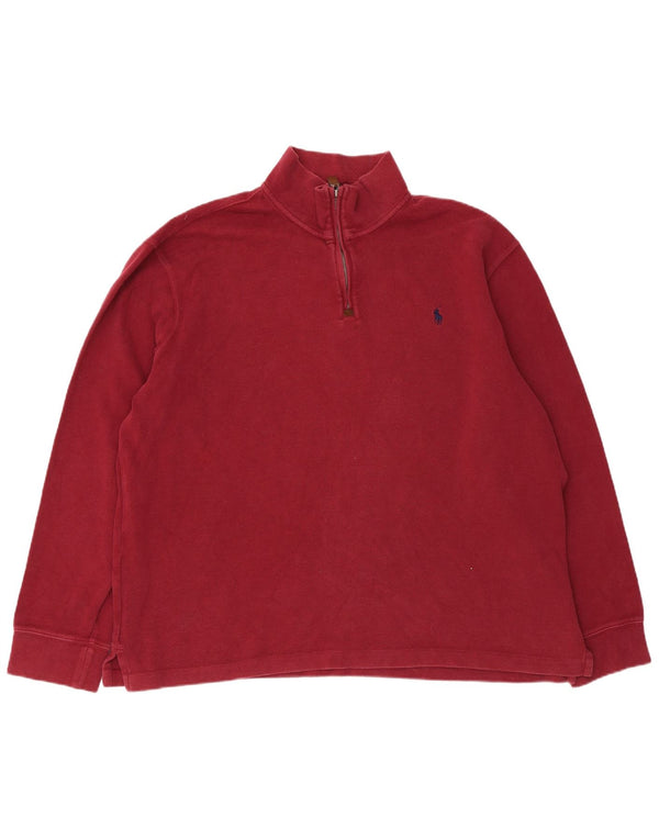 Polo Ralph Lauren Maglione da uomo con zip e collo XL in cotone marrone