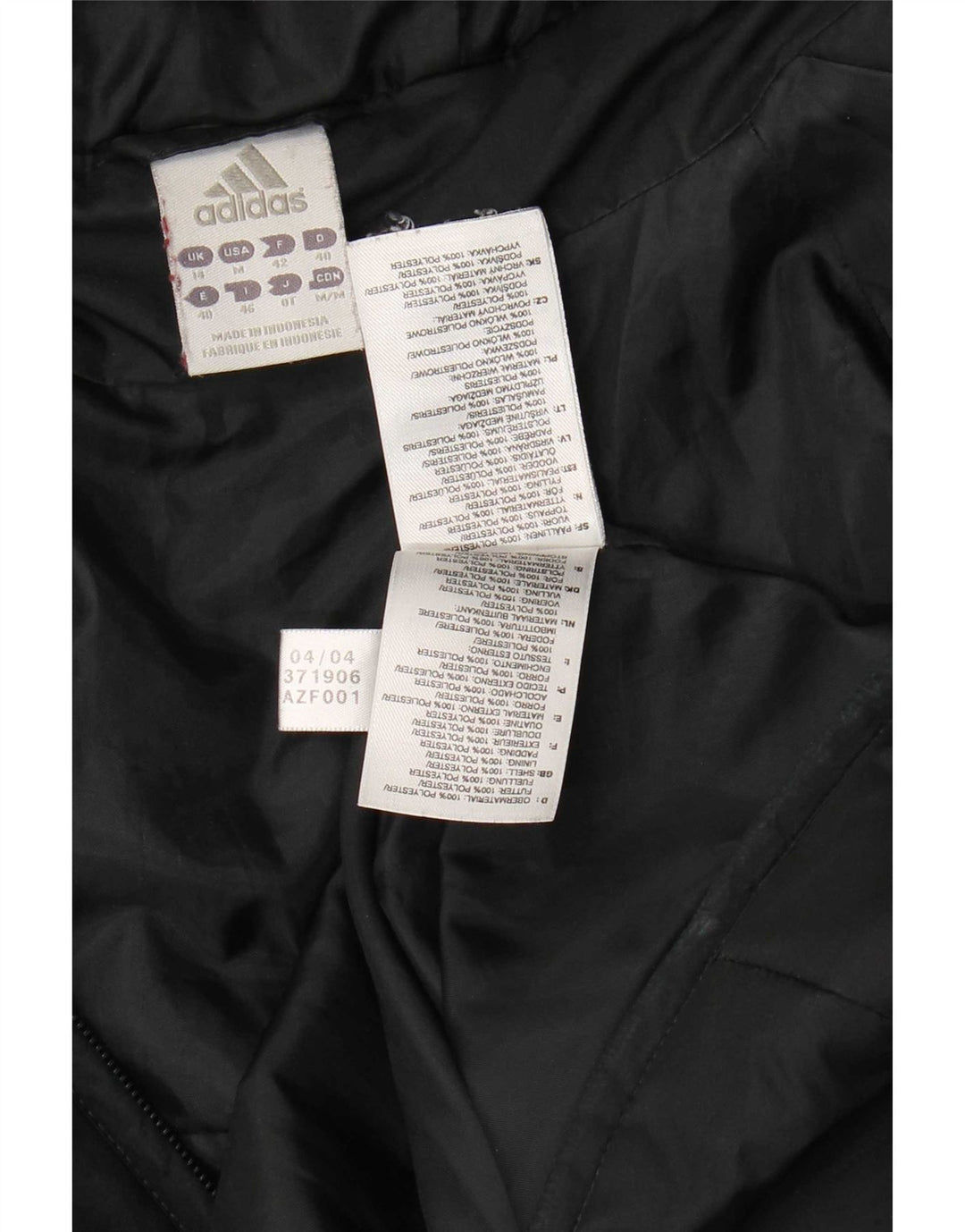 Cappotto imbottito con cappuccio da donna Adidas UK 14 medio poliestere nero