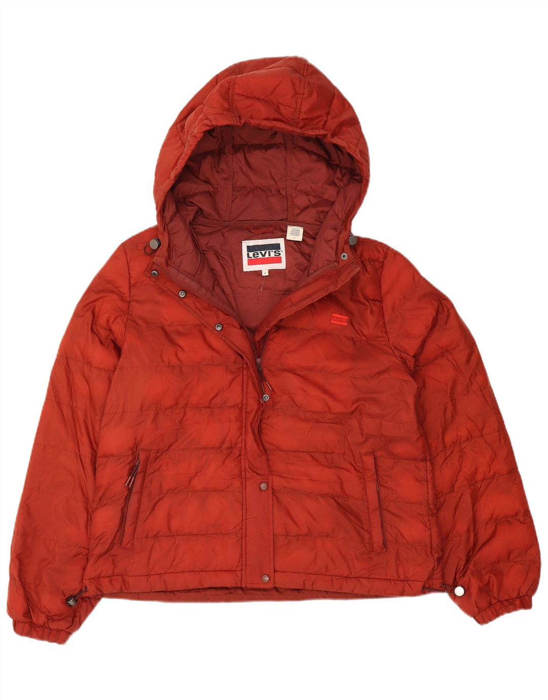 Giacca imbottita con cappuccio da donna Levi's UK 14 poliestere arancione medio invernale