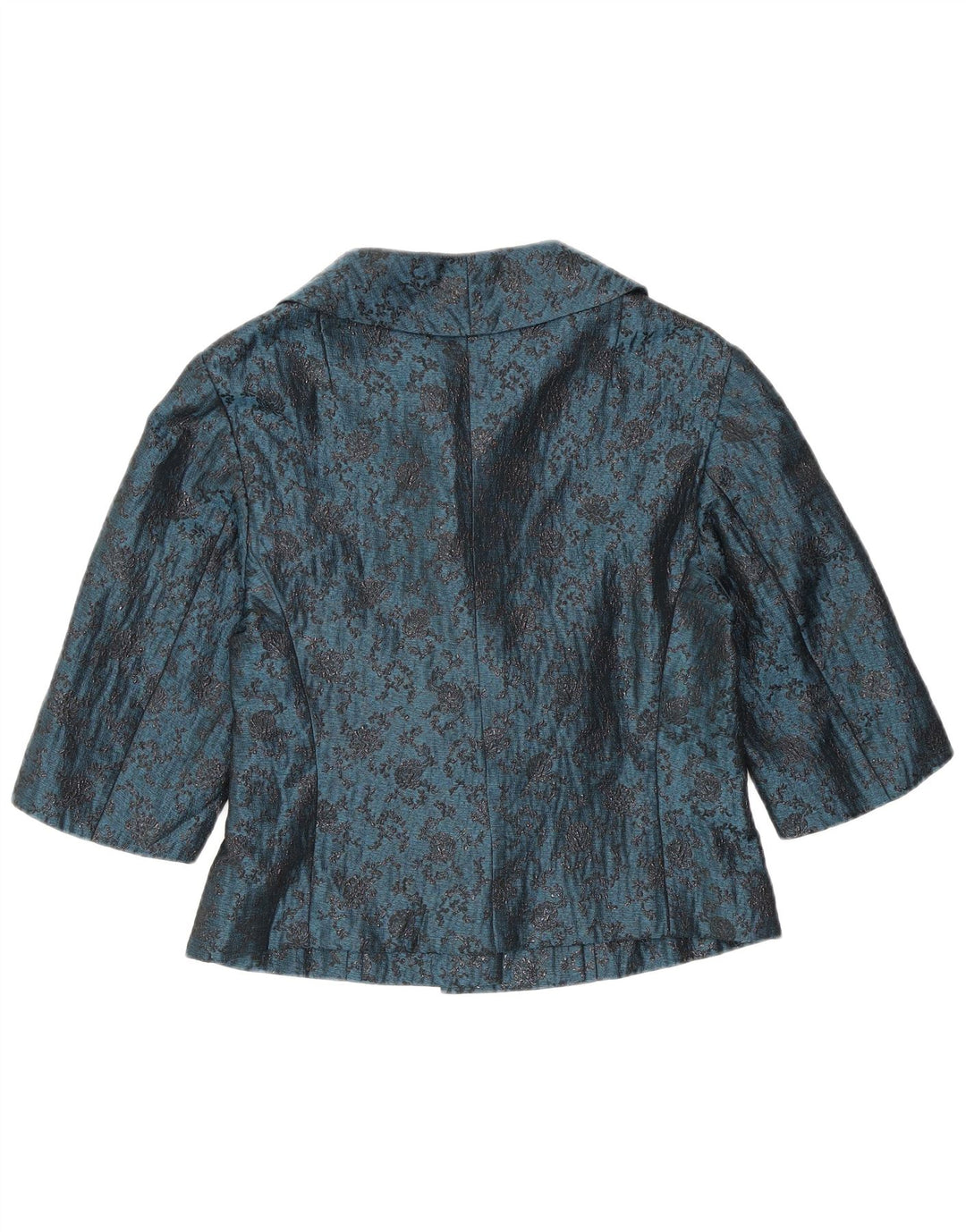 Set vintage da donna a 2 bottoni e 2 pezzi UK 12 blu medio floreale