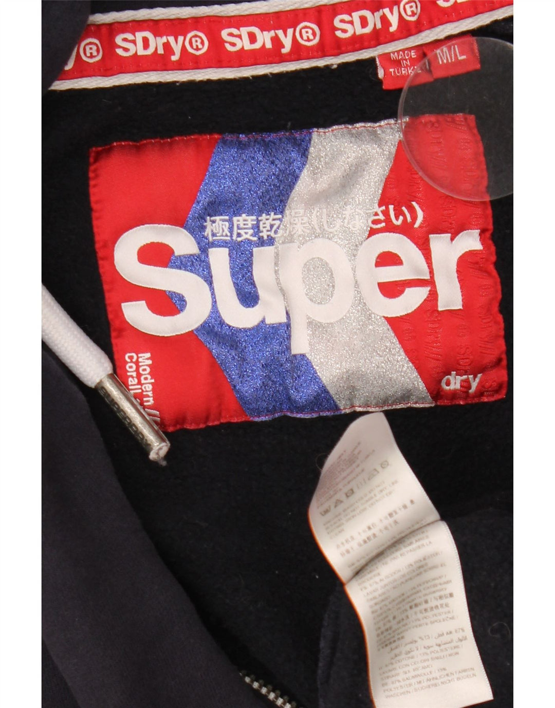 Felpa con cappuccio e zip oversize grafica da uomo Superdry UK 14 blu navy medio