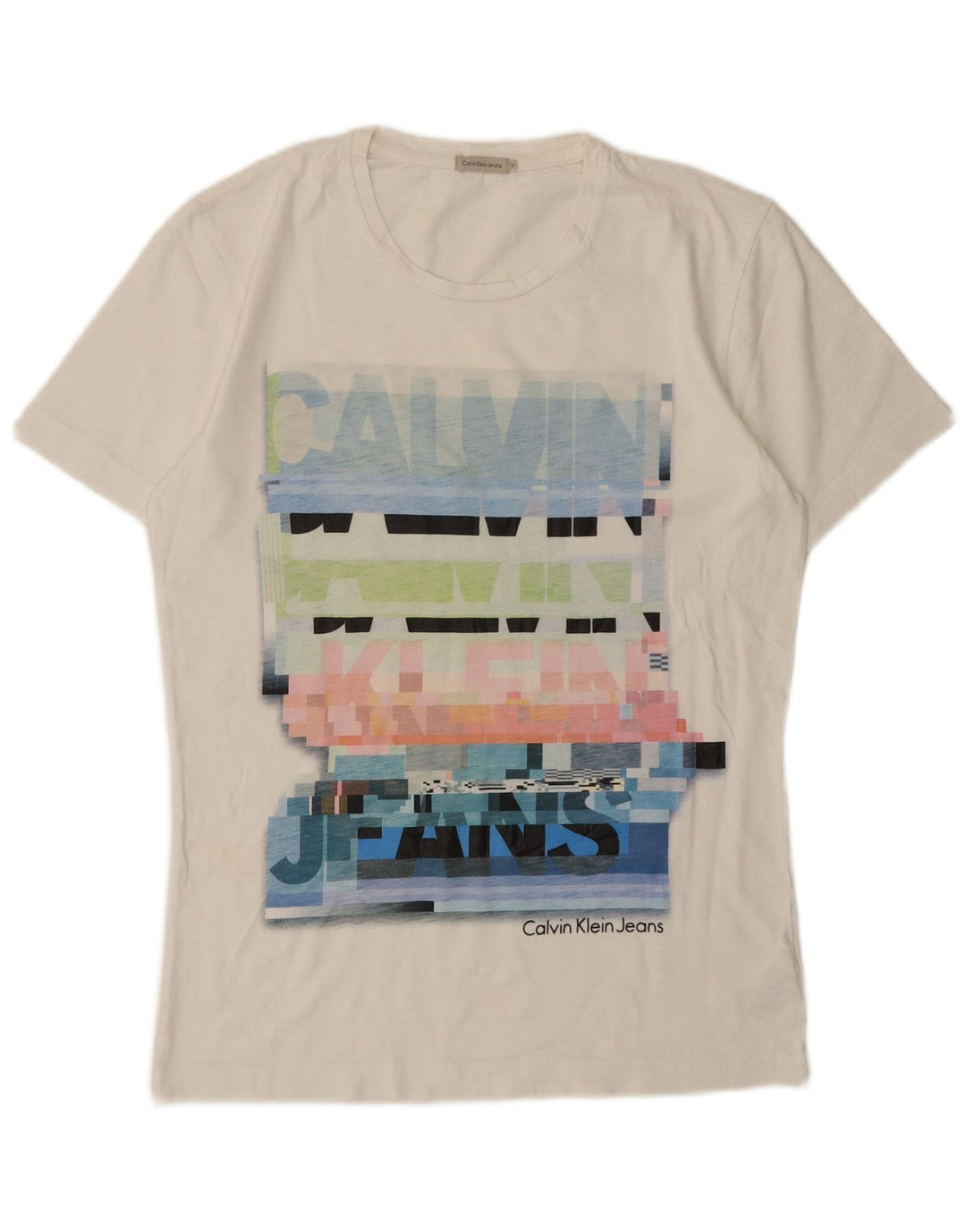 CALVIN KLEIN JEANS T-shirt grafica da uomo Top in cotone bianco medio