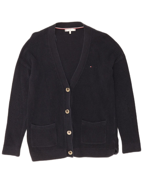 Maglione cardigan da donna Tommy Hilfiger UK 14 cotone blu navy medio