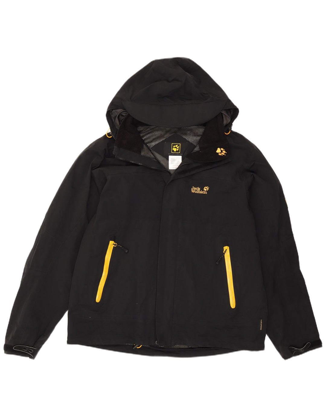 JACK WOLFSKIN Giacca a vento con cappuccio da uomo UK 44 XL Nero Poliammide