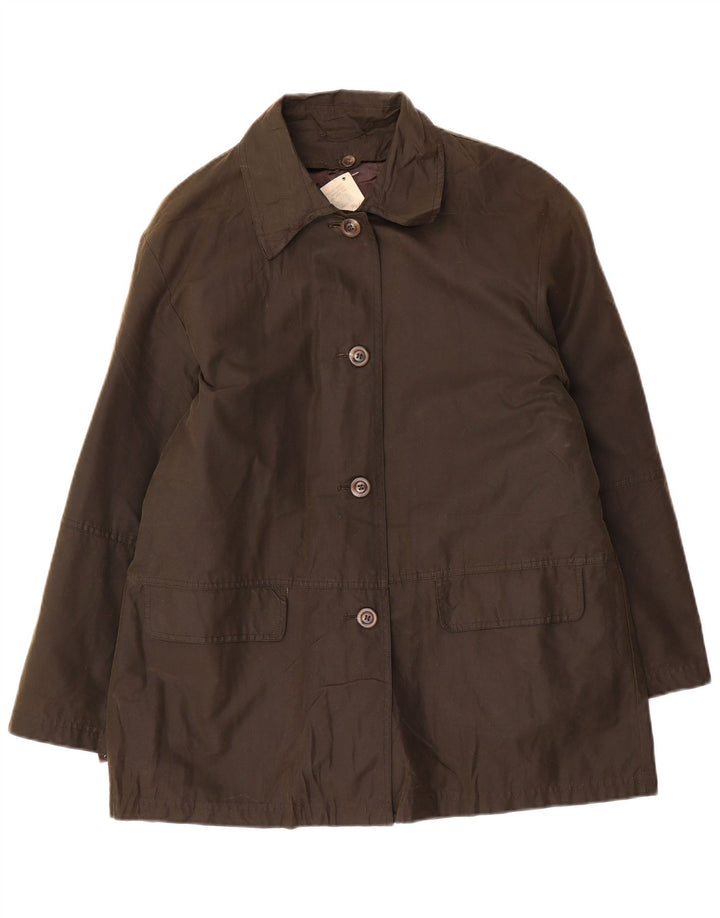MARELLA Womens Waxed Cotton Jacket UK 14 Large Khaki Cotton