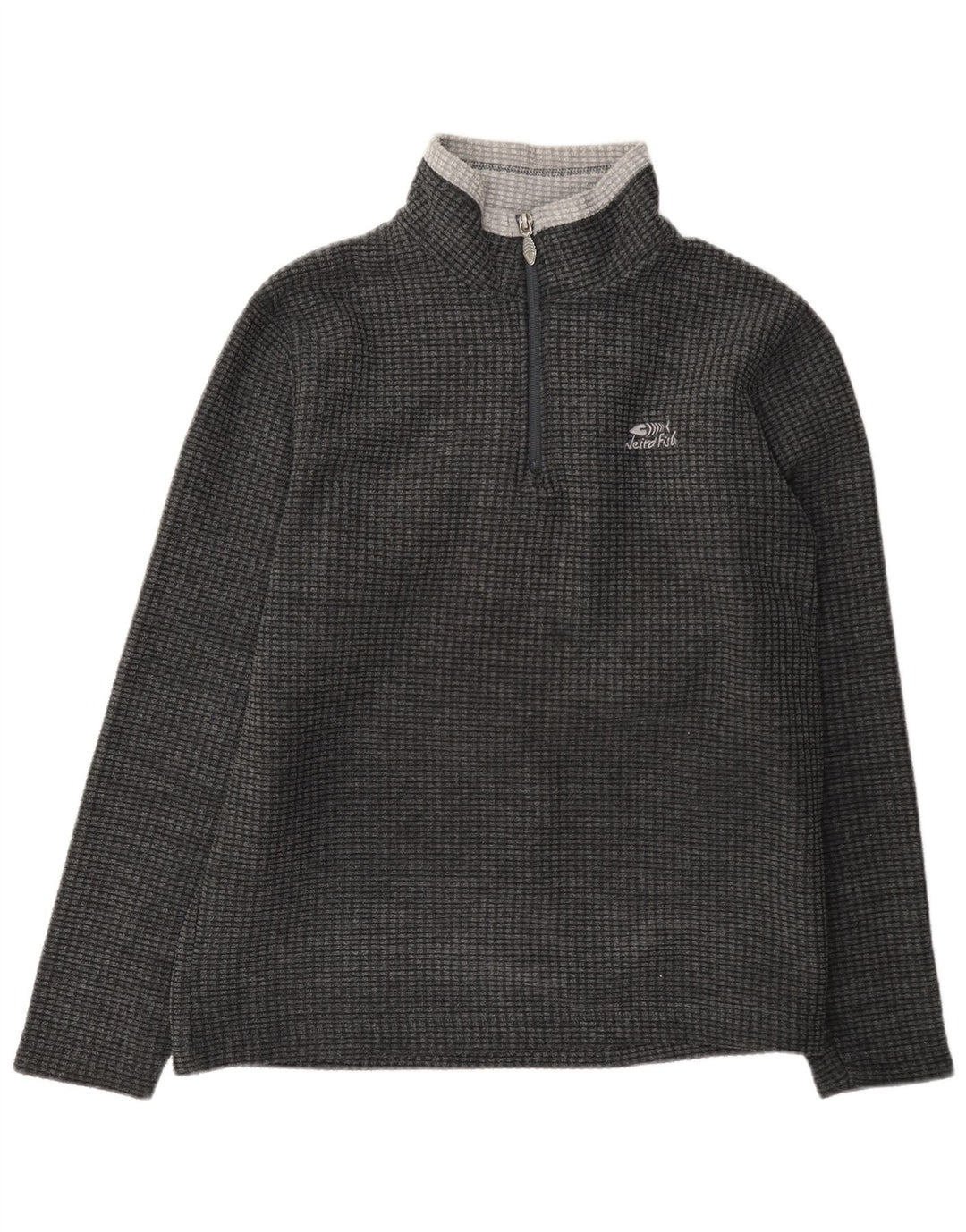 Maglione in pile da uomo con zip e collo Weird Fish Poliestere color block grigio medio