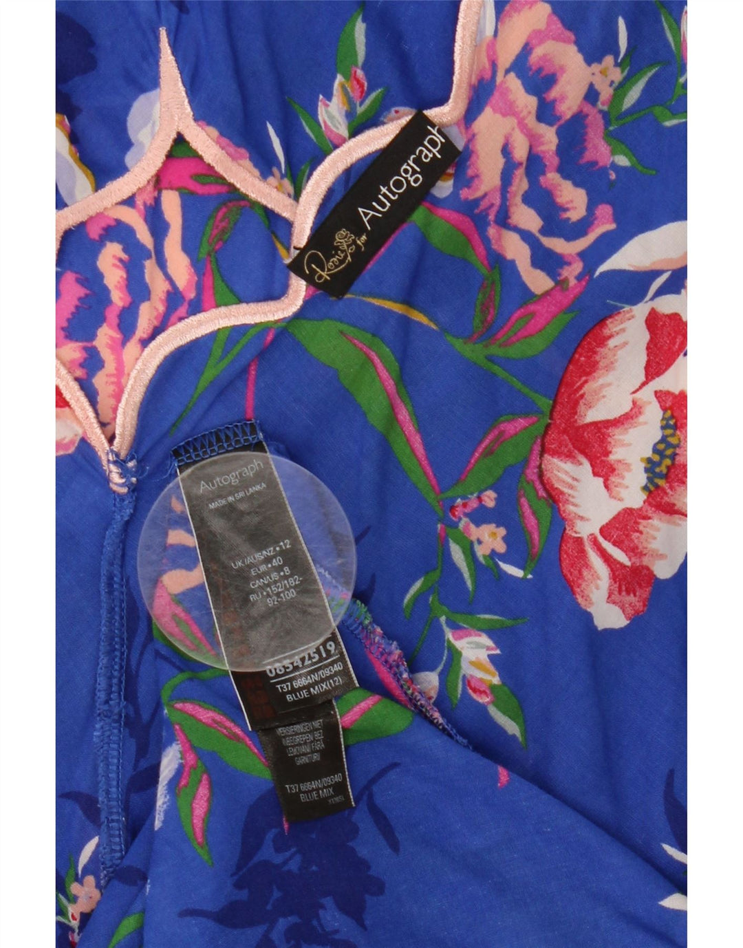 Marks & Spencer prendisole autografo da donna UK 12 blu medio floreale
